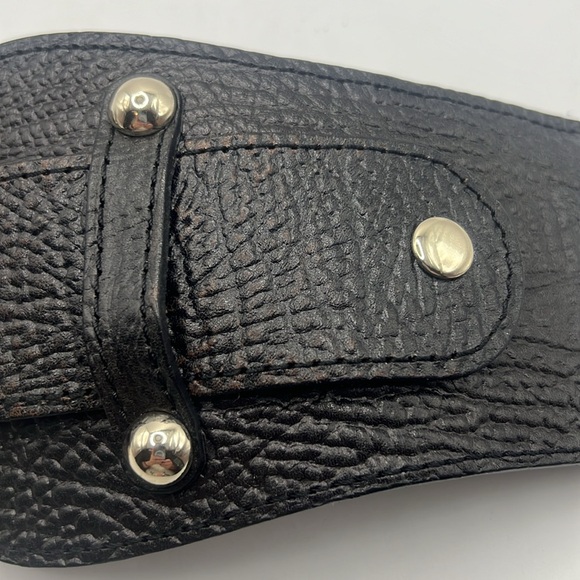 VTG Chico leather braid elastic black belt with enamel buckle size M statement - Picture 13 of 15